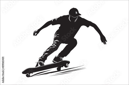 Skateboarders Silhouette Vector Illustration, skateboarders silhouettes Vector collection, skateboarder silhouettes.