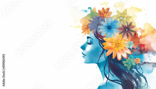 A woman with a flower crown on her head