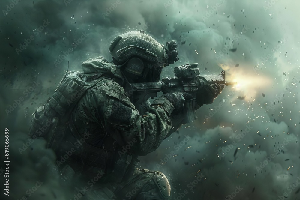 Fototapeta premium Game wallpapers with war fight scenes, game backgrounds