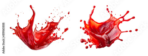 Tomato ketchup swirl splash with red sauce drops isolated