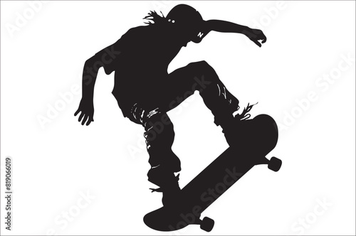 Skateboarders Silhouette Vector Illustration, skateboarders silhouettes Vector collection, skateboarder silhouettes.