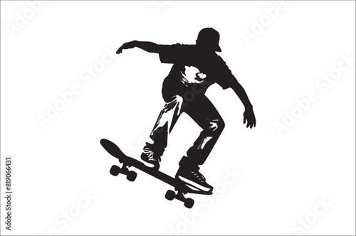 Skateboarders Silhouette Vector Illustration, skateboarders silhouettes Vector collection, skateboarder silhouettes.