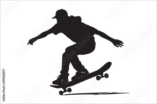 Skateboarders Silhouette Vector Illustration, skateboarders silhouettes Vector collection, skateboarder silhouettes.