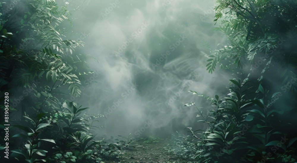 Fototapeta premium Forest Scene With Smoke