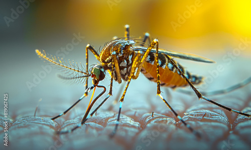 Wallpaper Mural Mosquito biting human skin. Close up of mosquito on skin Torontodigital.ca
