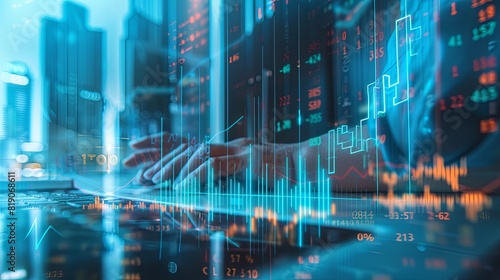 Wallpaper Mural Double exposure of businessman analyzing financial charts and graphs for effective money management, budgeting, and investment strategies. Concept of business finance and data analytics. Torontodigital.ca