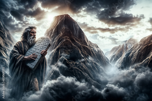 Mosè e le tavole dei 10 comandamenti, scende dal monte Sinai I