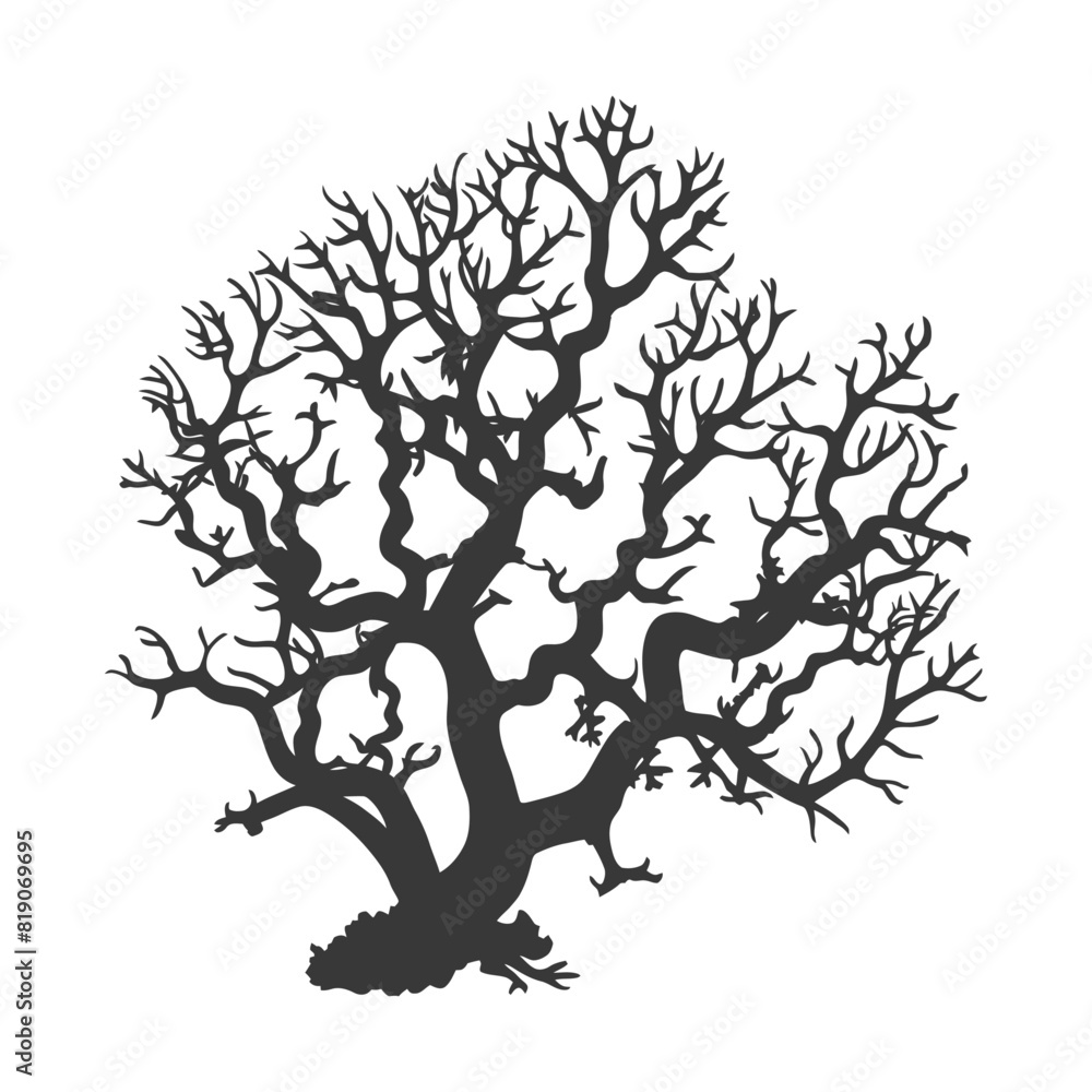 Fototapeta premium silhouette corals are marine invertebrate animal black color only