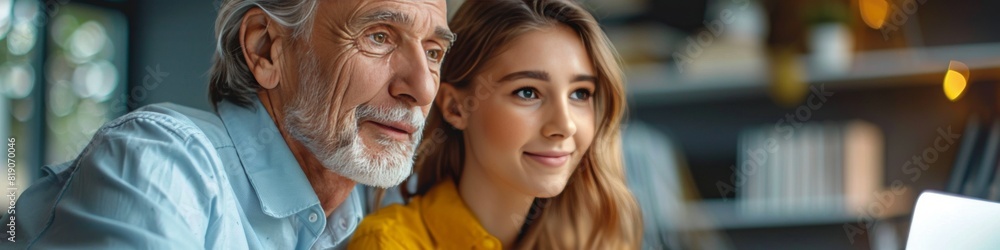 Man and Woman Looking at a Laptop Man and Woman Looking at a Laptop