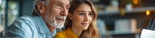 Man and Woman Looking at a Laptop