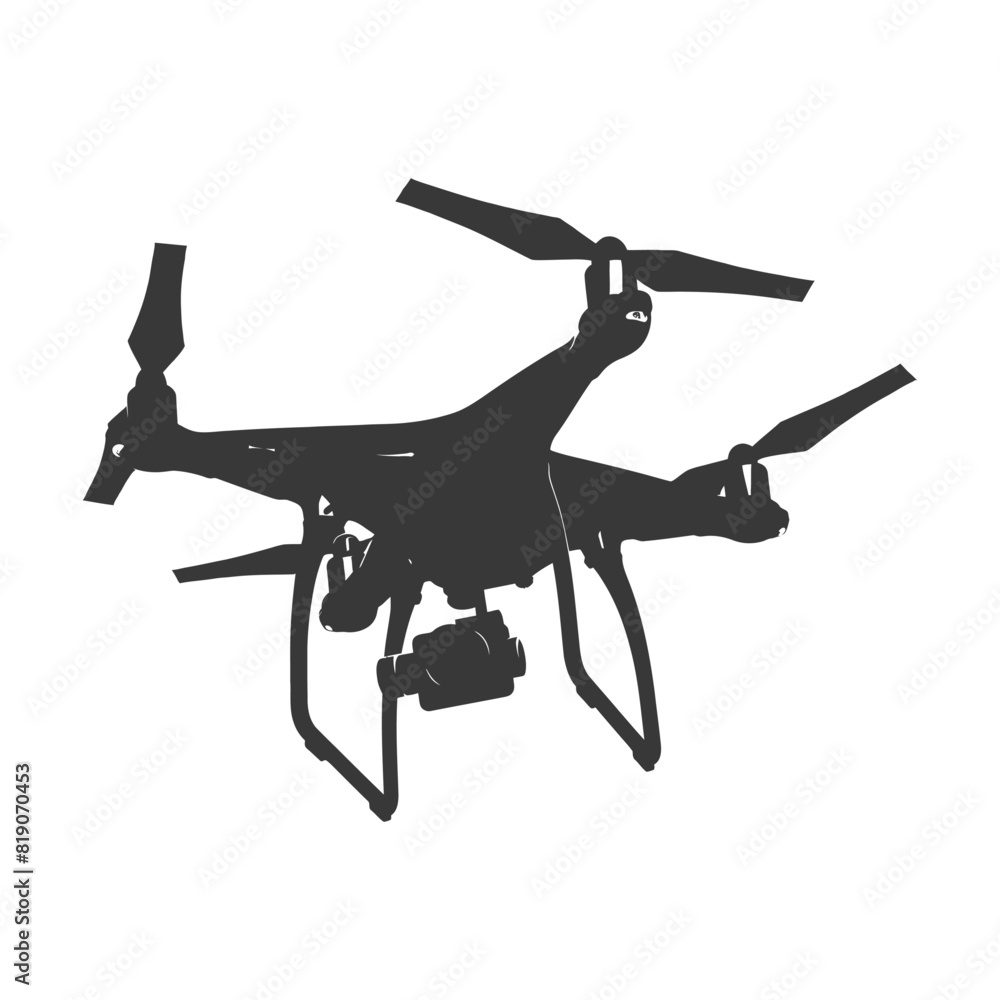 silhouette flying drone camera black color only silhouette flying drone camera black color only
