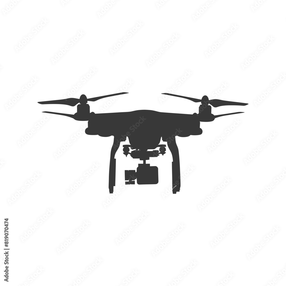 silhouette flying drone camera black color only silhouette flying drone camera black color only