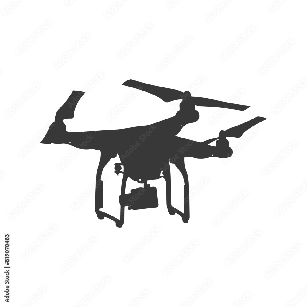 silhouette flying drone camera black color only silhouette flying drone camera black color only