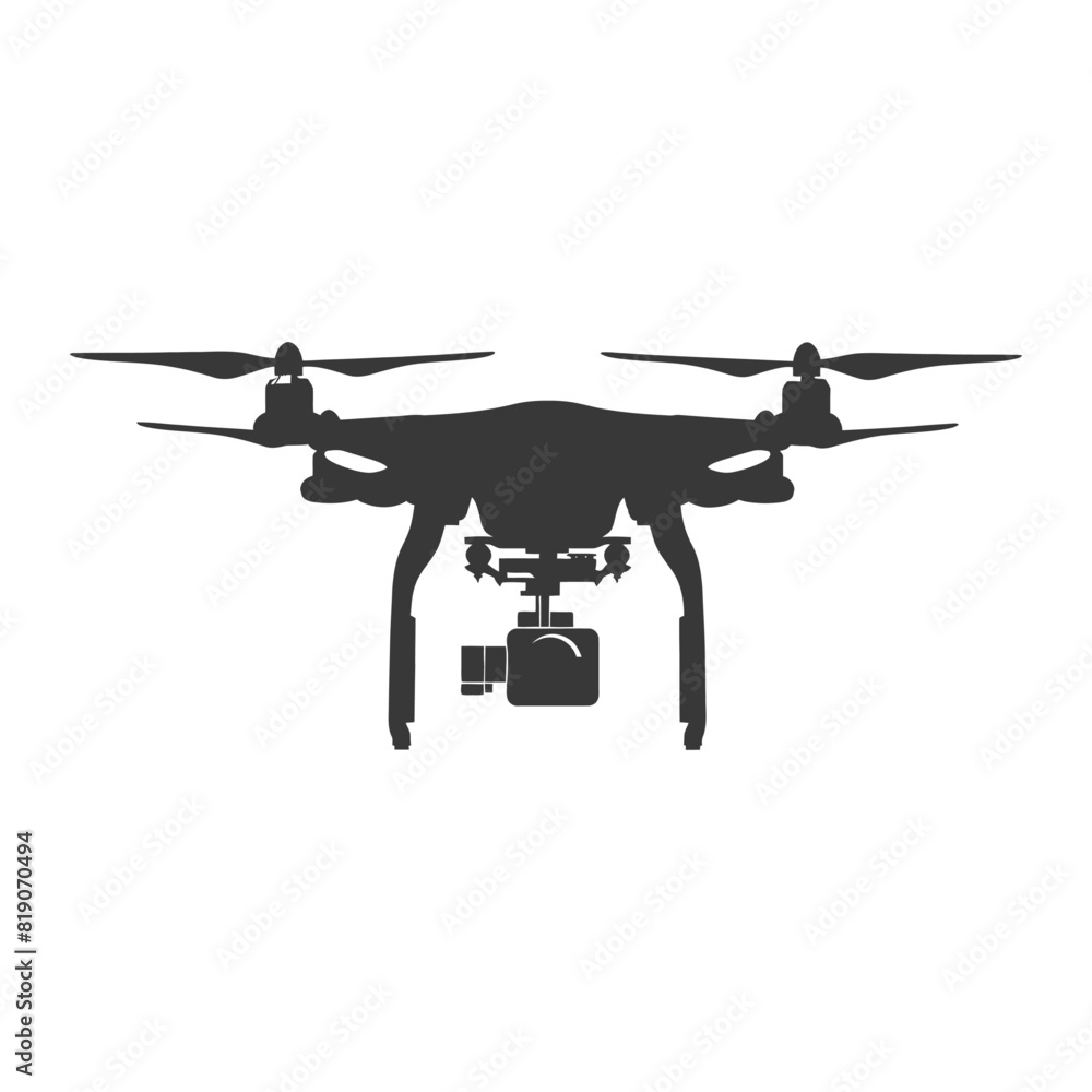 silhouette flying drone camera black color only silhouette flying drone camera black color only