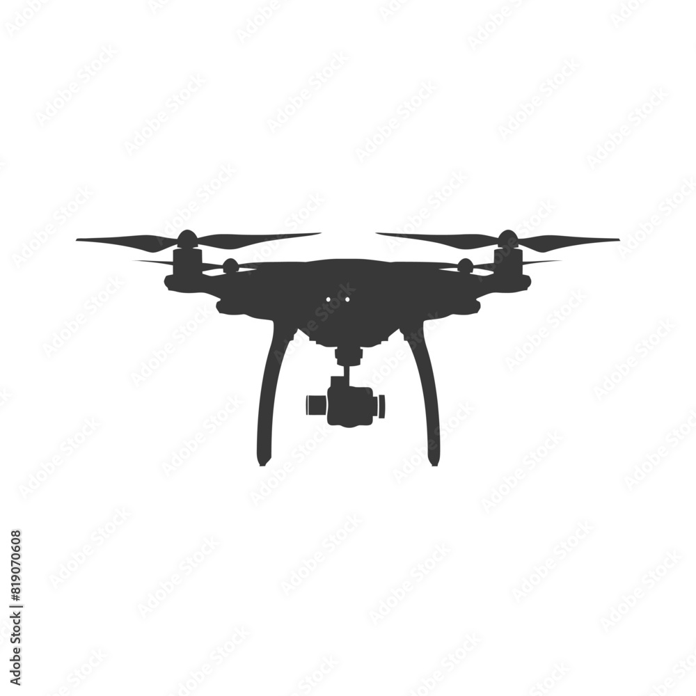 silhouette flying drone camera black color only silhouette flying drone camera black color only