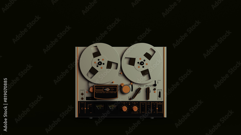 Εκτύπωση καμβά Vintage reel to reel audio analog tape recorder equipment soft tones grey orange
