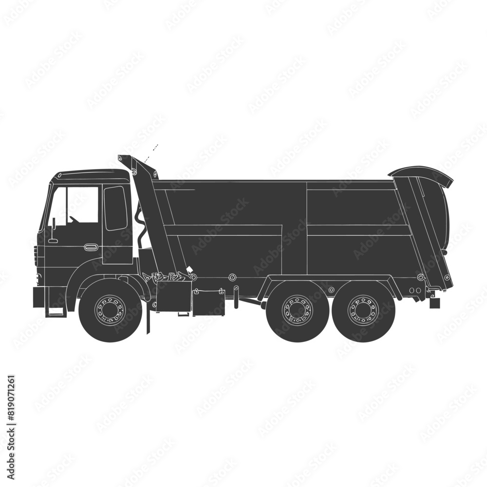 silhouette garbage truck black color only silhouette garbage truck black color only