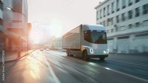 Electric truck concept in motion blur.