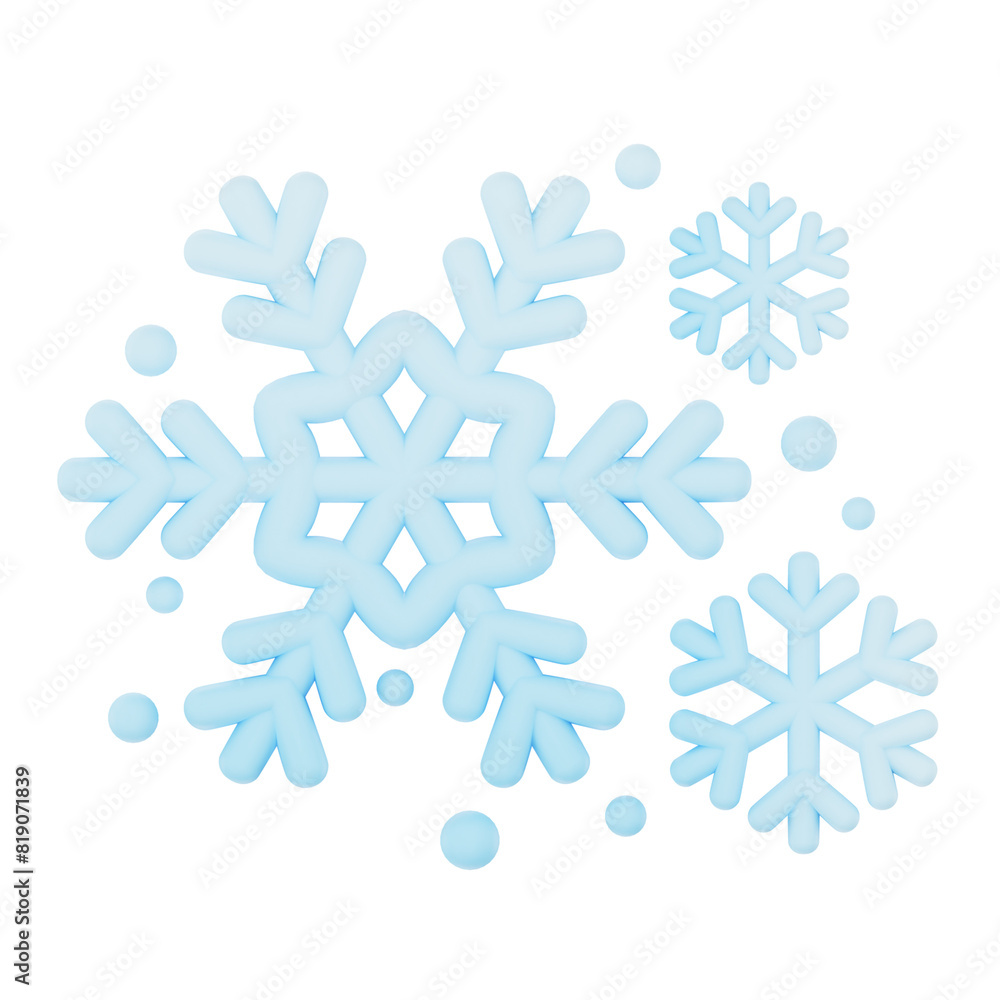 Snowflake 3d render weather icons set Snowflake 3d render weather icons set