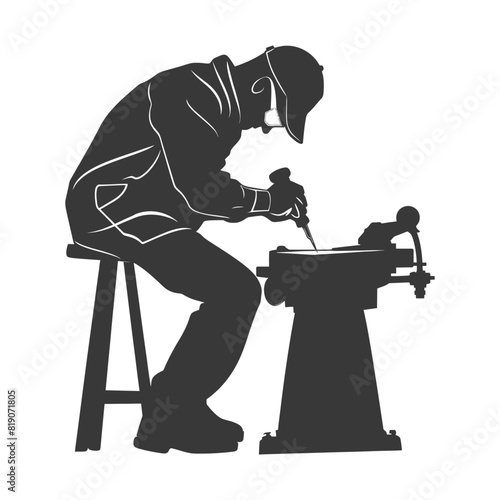 silhouette goldsmith in action full body black color only
