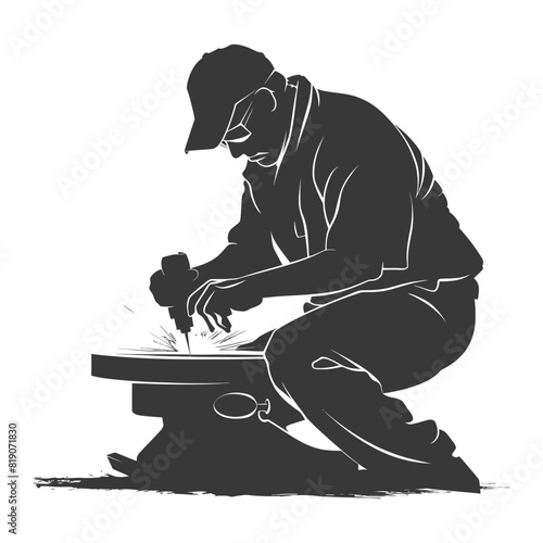 silhouette goldsmith in action full body black color only