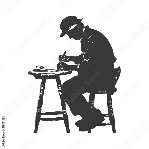 silhouette goldsmith in action full body black color only