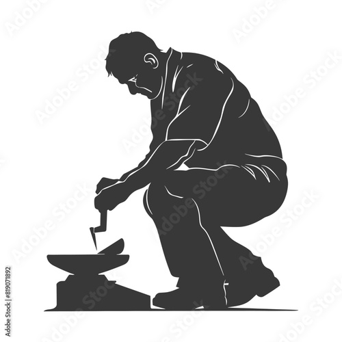 silhouette goldsmith in action full body black color only