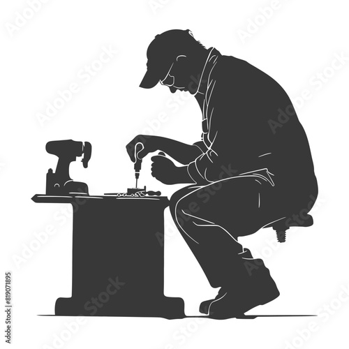 silhouette goldsmith in action full body black color only
