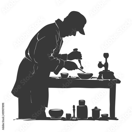 silhouette goldsmith in action full body black color only
