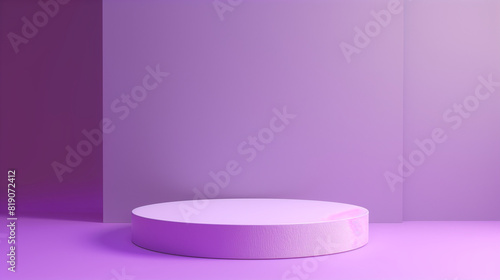 Podium background 3D product platform display violet purple stage pedestal. Light background 3D podium stand scene studio abstract geometric white base minimal render floor cylinder room shape mockup