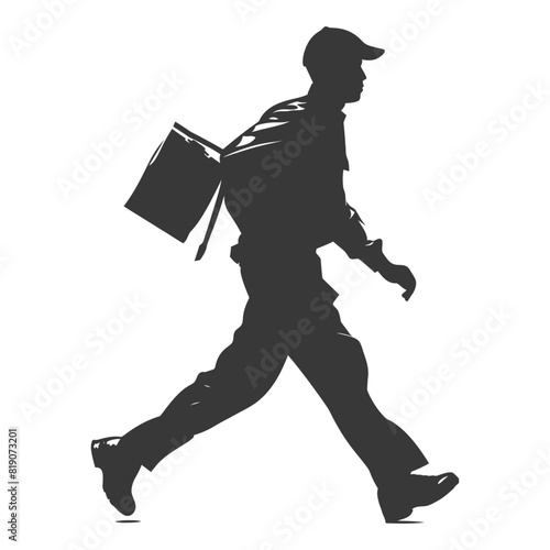 silhouette Mailman in action full body black color only