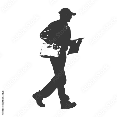silhouette Mailman in action full body black color only