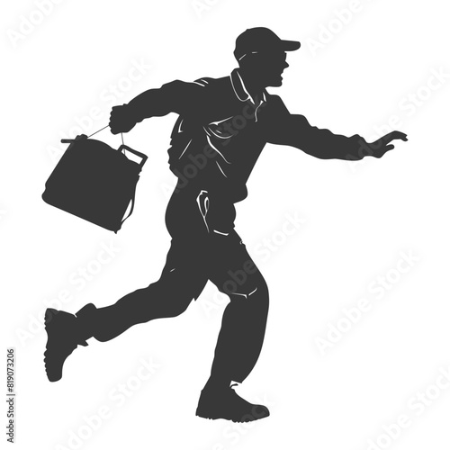 silhouette Mailman in action full body black color only