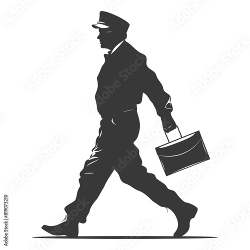 silhouette Mailman in action full body black color only