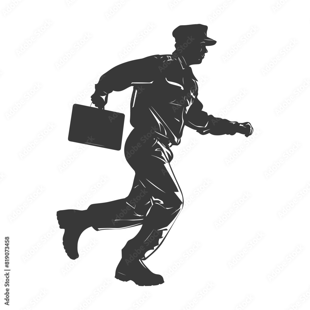 silhouette Mailman in action full body black color only silhouette Mailman in action full body black color only
