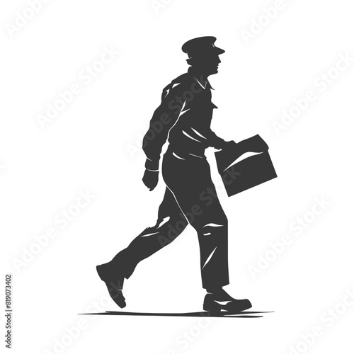 silhouette Mailman in action full body black color only