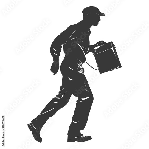 silhouette Mailman in action full body black color only