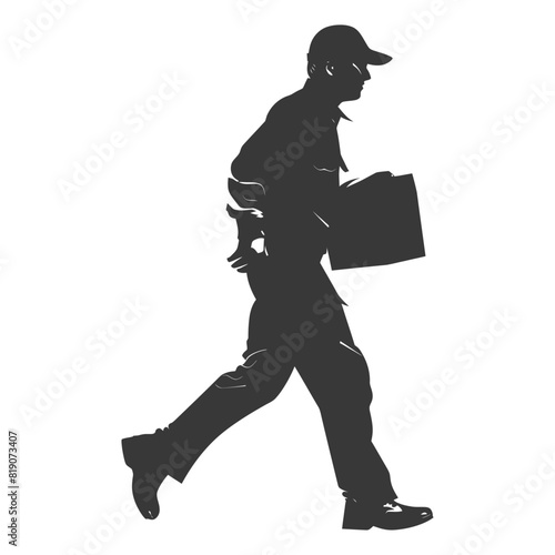 silhouette Mailman in action full body black color only