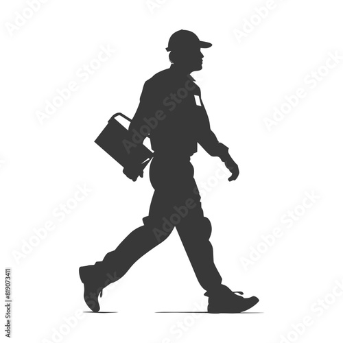 silhouette Mailman in action full body black color only