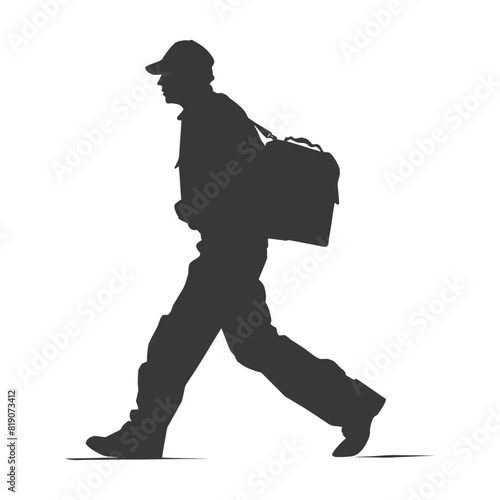 silhouette Mailman in action full body black color only
