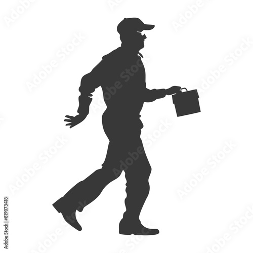 silhouette Mailman in action full body black color only