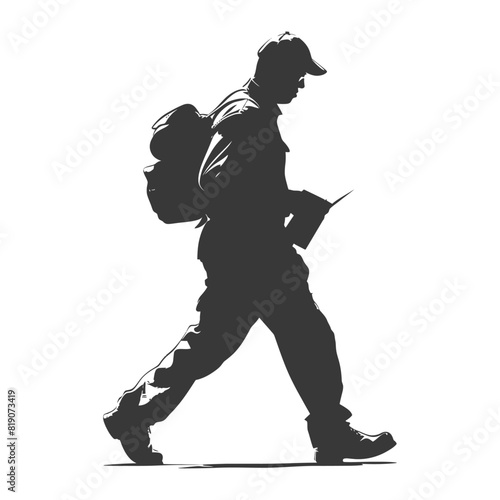 silhouette Mailman in action full body black color only