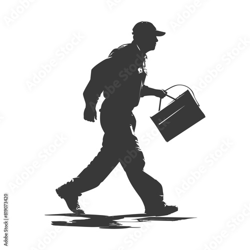 silhouette Mailman in action full body black color only