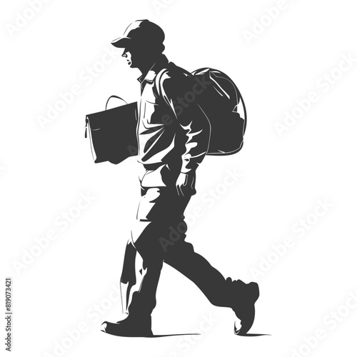 silhouette Mailman in action full body black color only