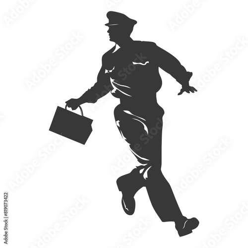 silhouette Mailman in action full body black color only