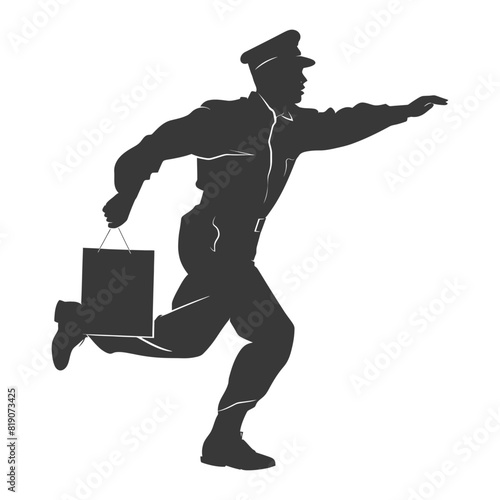 silhouette Mailman in action full body black color only