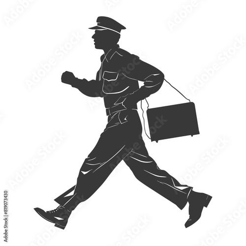 silhouette Mailman in action full body black color only