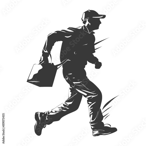 silhouette Mailman in action full body black color only