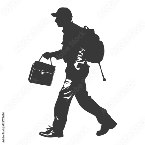 silhouette Mailman in action full body black color only