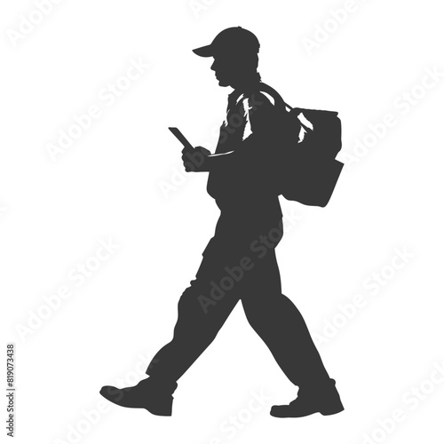 silhouette Mailman in action full body black color only
